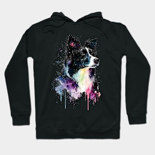 Rainbow Border Collie Watercolor Art Hoodie